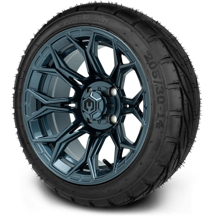 MODZ 14" Halo Titanium Blue Wheels & Street Tires Combo