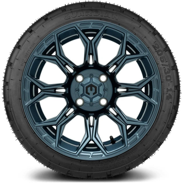MODZ 14" Halo Titanium Blue Wheels & Street Tires Combo