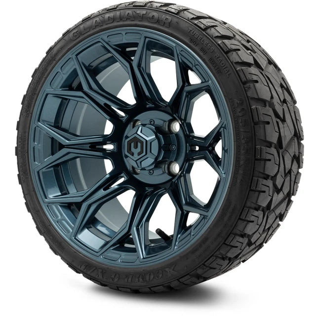MODZ 14" Halo Titanium Blue Wheels & Off-Road Tires Combo