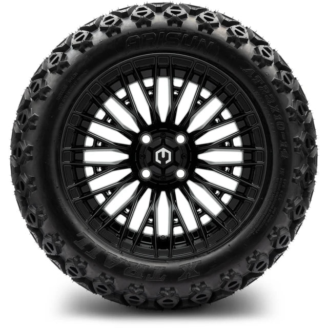 MODZ 14" Reaper Glossy Black Wheels & Off-Road Tires Combo