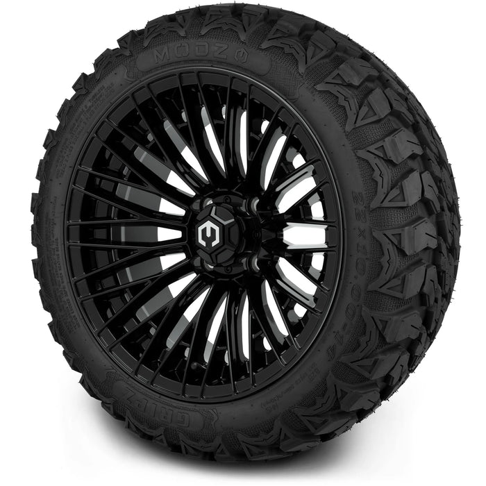 MODZ 14" Reaper Glossy Black Wheels & Off-Road Tires Combo