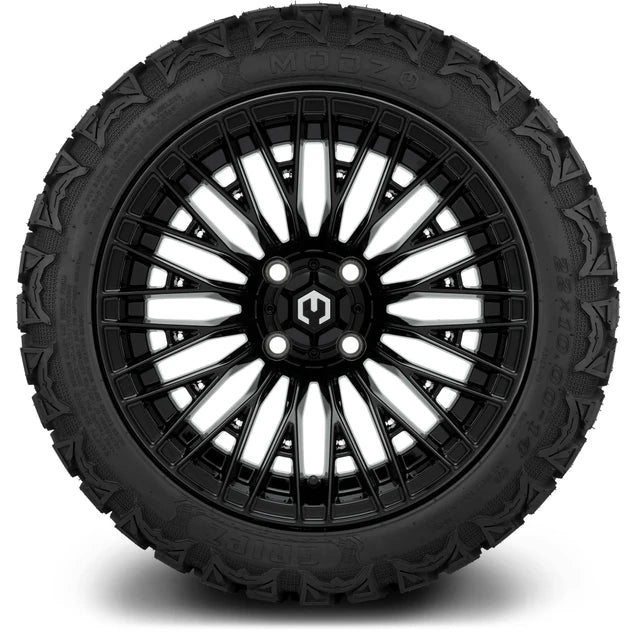 MODZ 14" Reaper Glossy Black Wheels & Off-Road Tires Combo