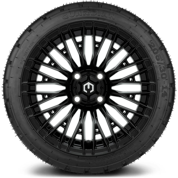 MODZ 14" Reaper Glossy Black Wheels & Street Tires Combo
