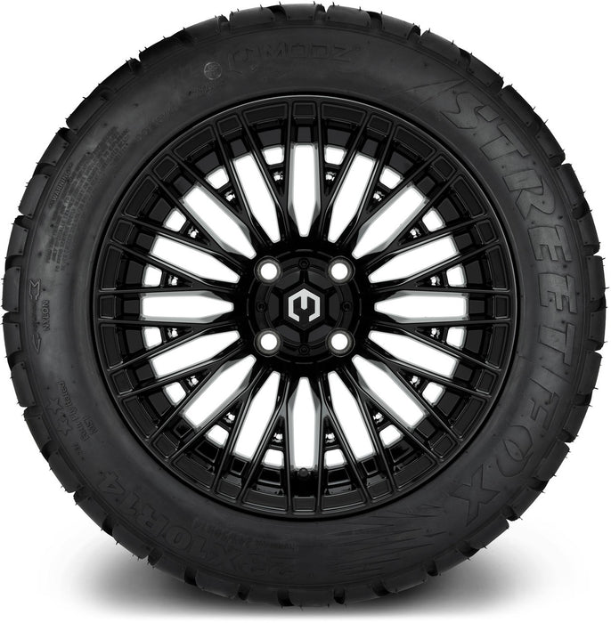 MODZ 14" Reaper Glossy Black Wheels & Street Tires Combo