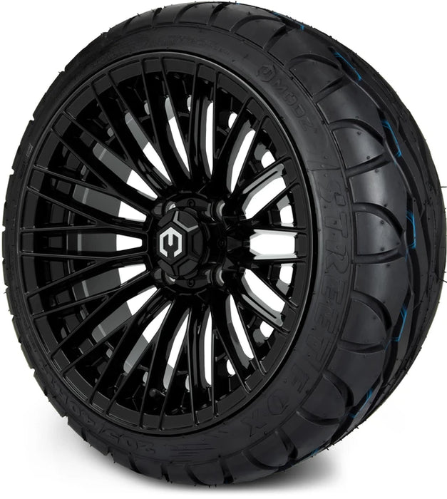 MODZ 14" Reaper Glossy Black Wheels & Street Tires Combo