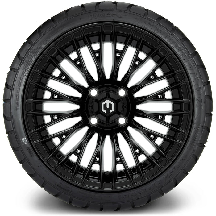 MODZ 14" Reaper Glossy Black Wheels & Street Tires Combo