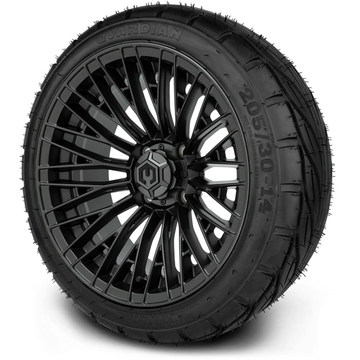 MODZ 14" Reaper Titanium Gunmetal Wheels & Street Tires Combo