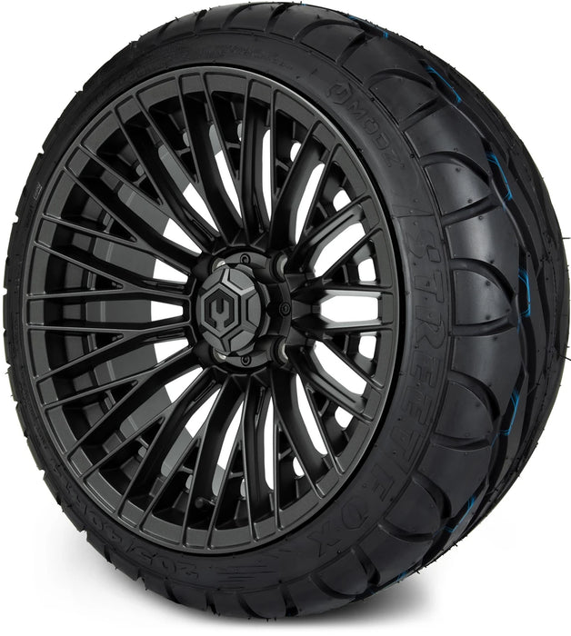 MODZ 14" Reaper Titanium Gunmetal Wheels & Street Tires Combo