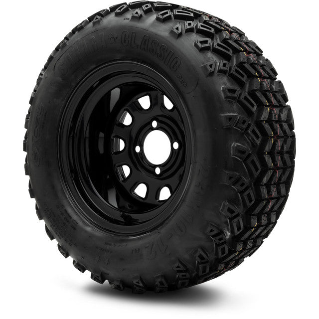 MODZ 12' Steel D Window Glossy Black - Tire and Wheel Combo