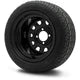 MODZ 12" Steel D-Window Glossy Black Wheels & Street Tires Combo