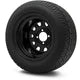 MODZ 12" Steel D-Window Glossy Black Wheels & Street Tires Combo