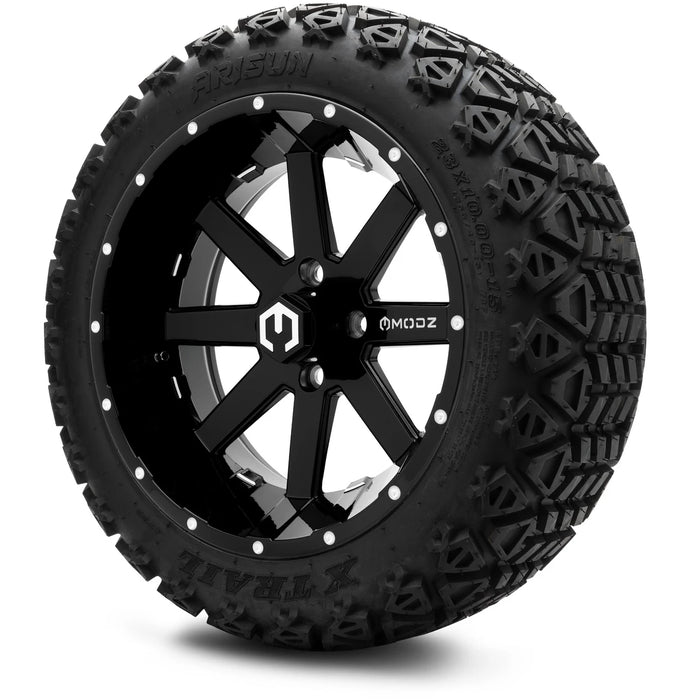 MODZ 15" Assault Glossy Black with Ball Mill Wheels & Off-Road Tires Combo