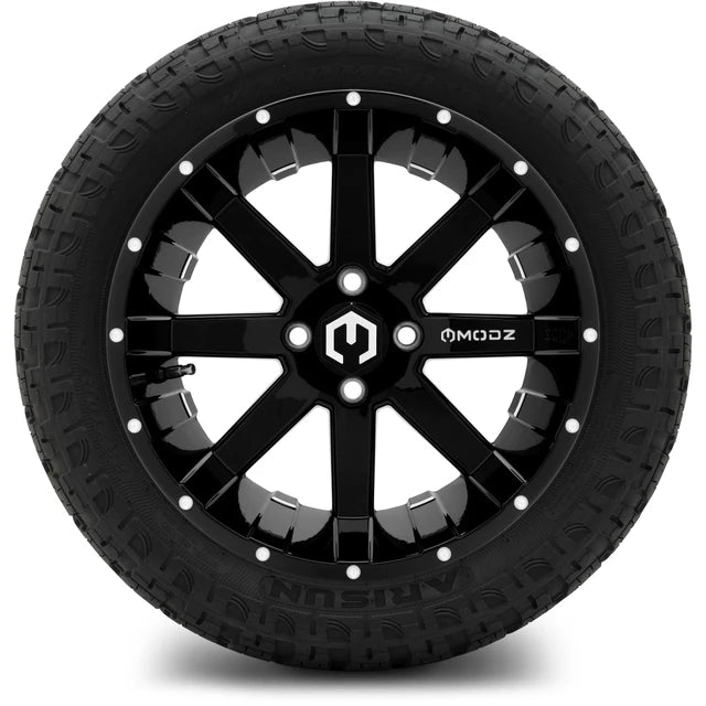 MODZ 15" Assault Glossy Black with Ball Mill Wheels & Off-Road Tires Combo