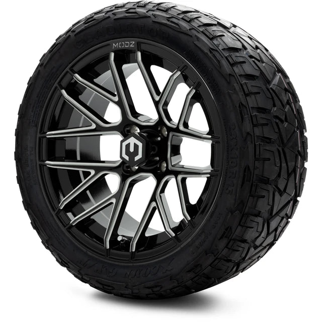 MODZ 15" Matrix Glossy Black with Ball Mill Wheels & Off-Road Tires Combo