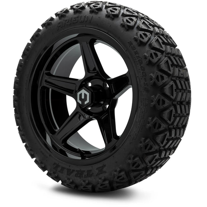 MODZ 15" Drift Glossy Black Wheels & Off-Road Tires Combo