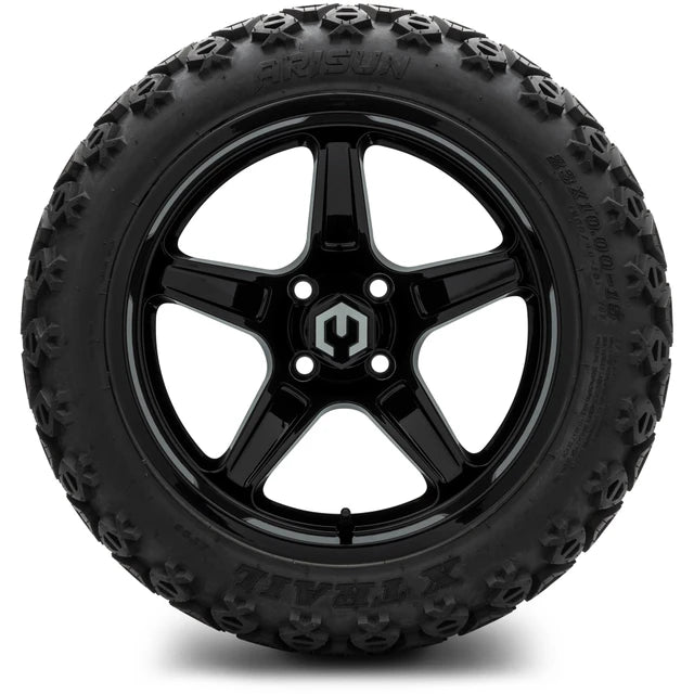 MODZ 15" Drift Glossy Black Wheels & Off-Road Tires Combo