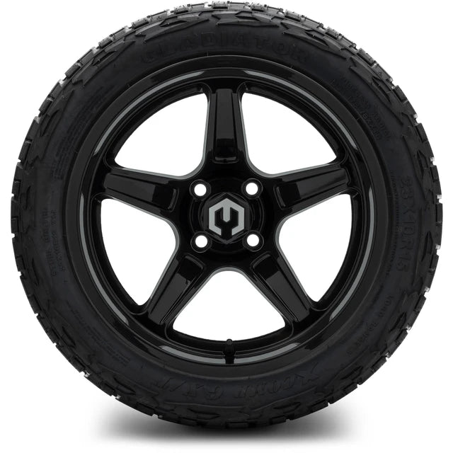 MODZ 15" Drift Glossy Black Wheels & Off-Road Tires Combo