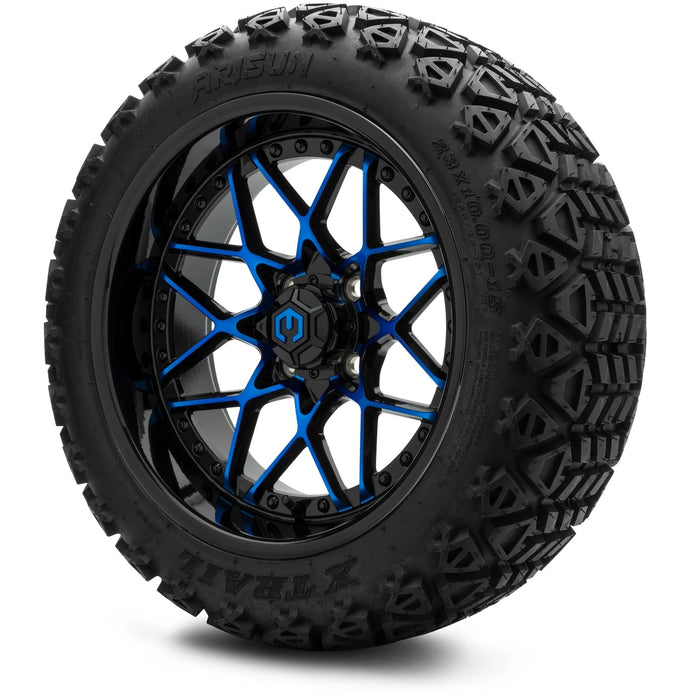 MODZ 15" Formula Blue and Black Wheels & Off-Road Tires Combo