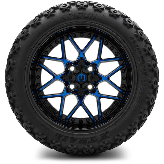 MODZ 15" Formula Blue and Black Wheels & Off-Road Tires Combo