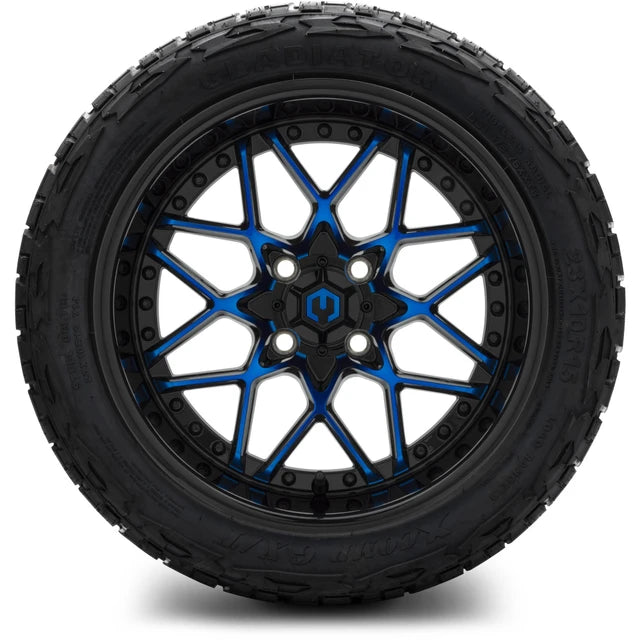 MODZ 15" Formula Blue and Black Wheels & Off-Road Tires Combo