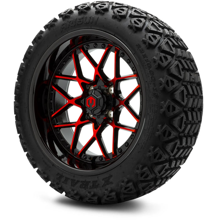 MODZ 15" Formula Red and Black Wheels & Off-Road Tires Combo