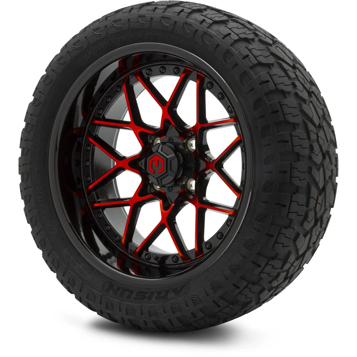 MODZ 15" Formula Red and Black Wheels & Off-Road Tires Combo