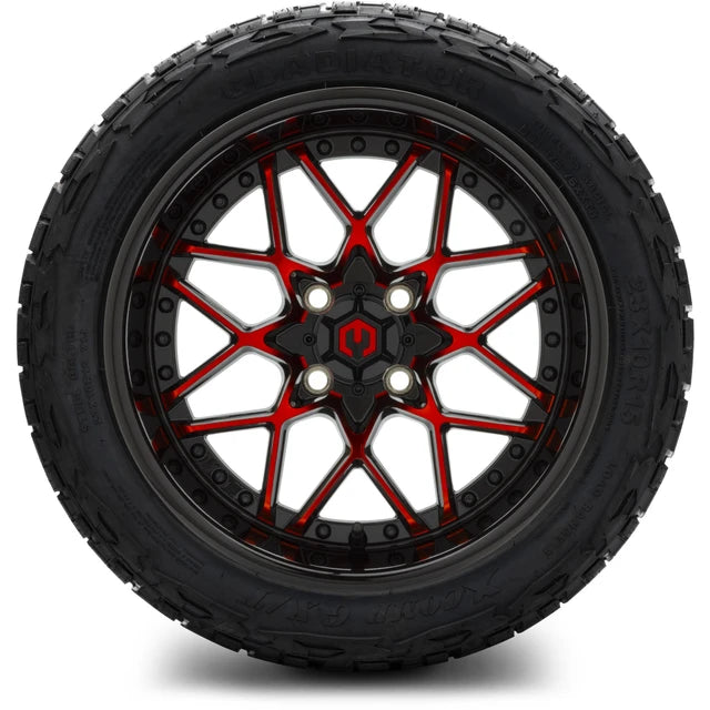 MODZ 15" Formula Red and Black Wheels & Off-Road Tires Combo