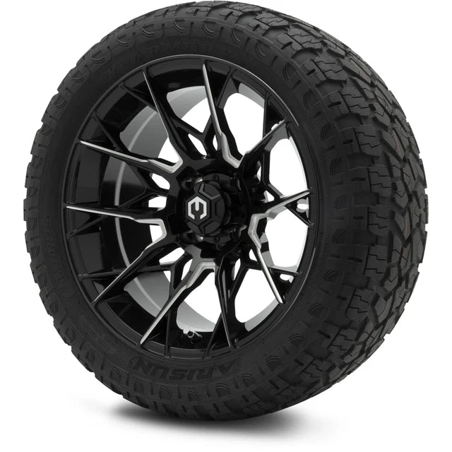 MODZ 15" Chaos Glossy Black with Ball Mill Wheels & Off-Road Tires Combo