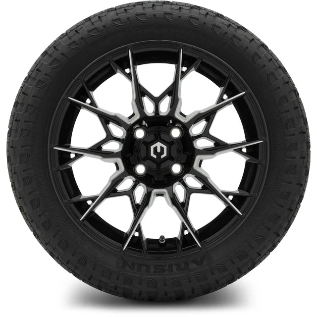 MODZ 15" Chaos Glossy Black with Ball Mill Wheels & Off-Road Tires Combo