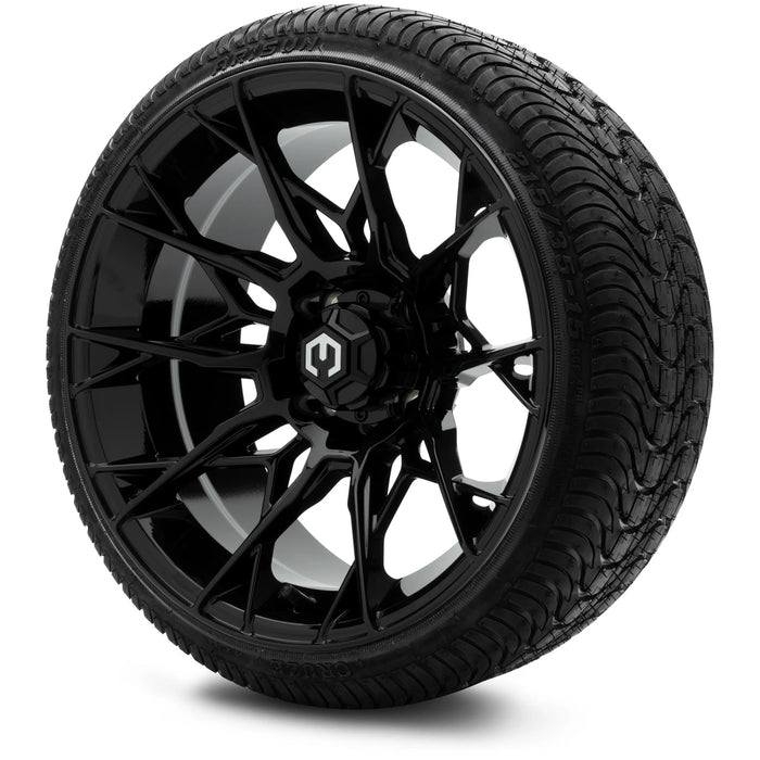 MODZ 15" Chaos Glossy Black Wheels & Street Tires Combo