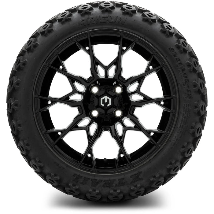 MODZ 15" Chaos Glossy Black Wheels & Off-Road Tires Combo