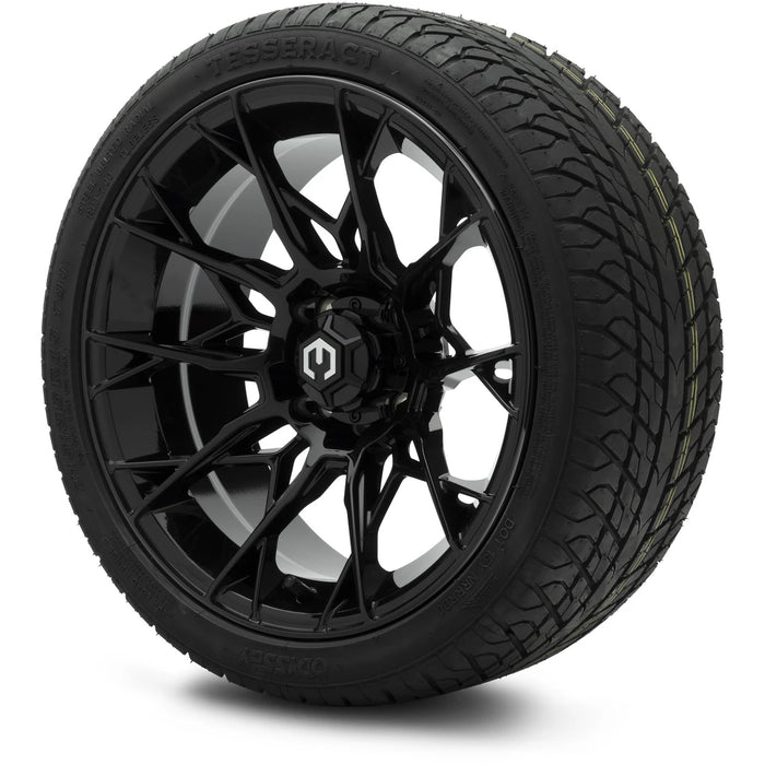 MODZ 15" Chaos Glossy Black Wheels & Street Tires Combo