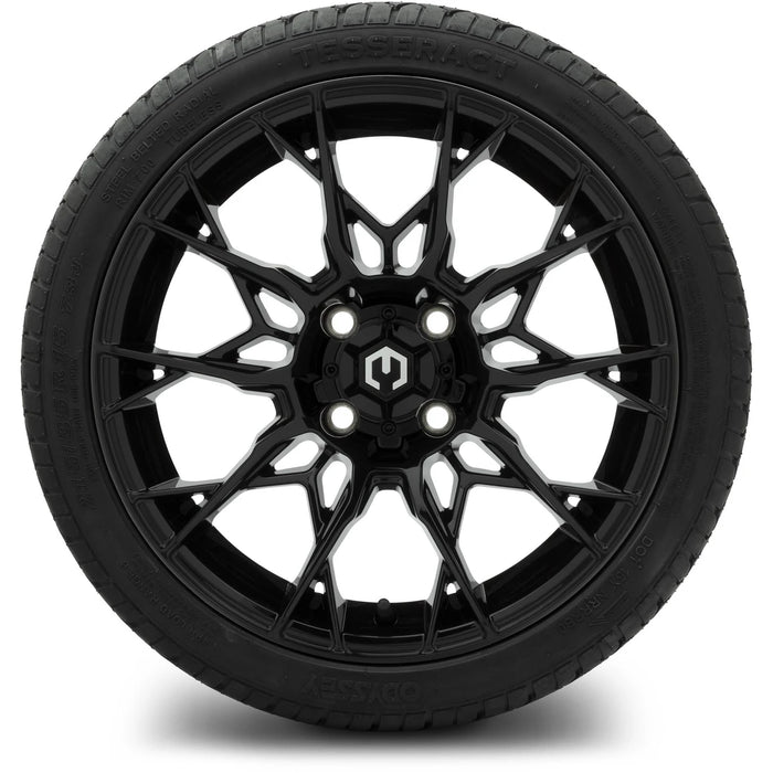 MODZ 15" Chaos Glossy Black Wheels & Street Tires Combo