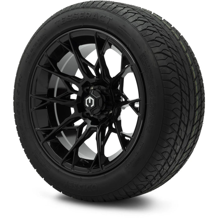 MODZ 15" Chaos Glossy Black Wheels & Street Tires Combo