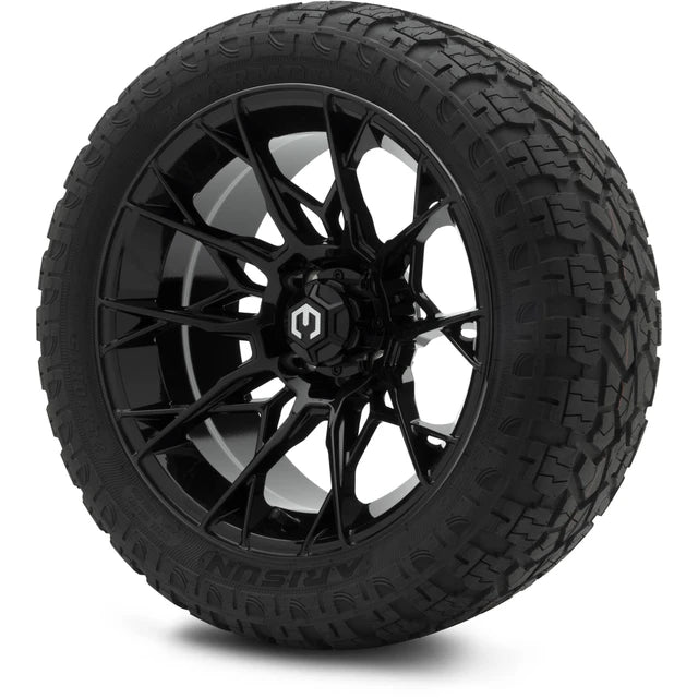 MODZ 15" Chaos Glossy Black Wheels & Off-Road Tires Combo