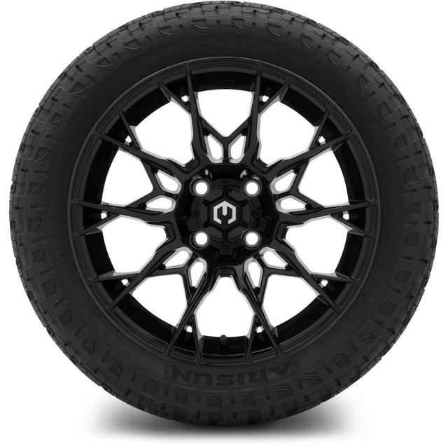 MODZ 15" Chaos Glossy Black Wheels & Off-Road Tires Combo