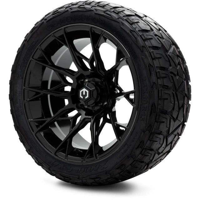 MODZ 15" Chaos Glossy Black Wheels & Off-Road Tires Combo