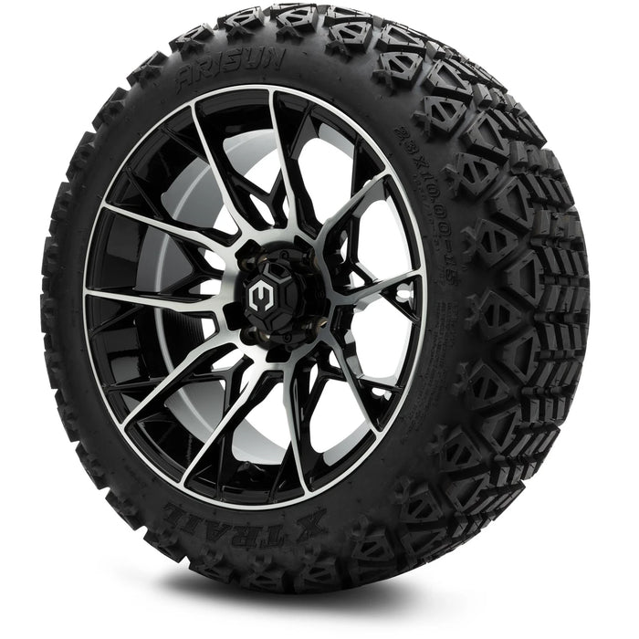 MODZ 15" Chaos Machined Black Wheels & Off-Road Tires Combo
