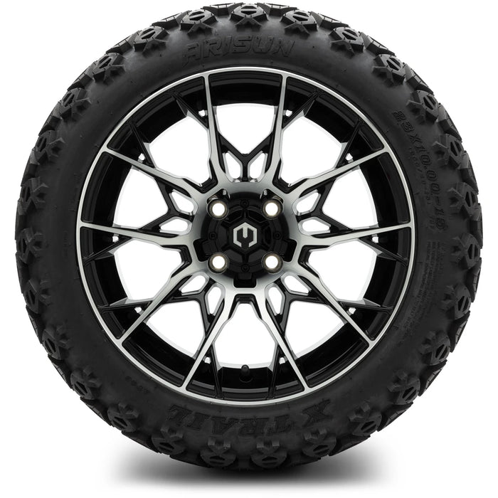 MODZ 15" Chaos Machined Black Wheels & Off-Road Tires Combo