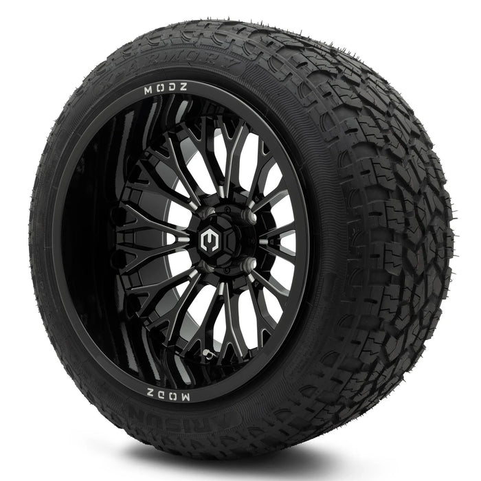 MODZ 15x10" Convict Glossy Black with Ball Mill Wheels & Off-Road Tires Combo