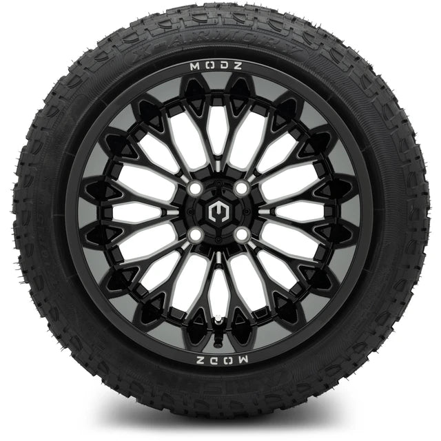 MODZ 15x10" Convict Glossy Black with Ball Mill Wheels & Off-Road Tires Combo