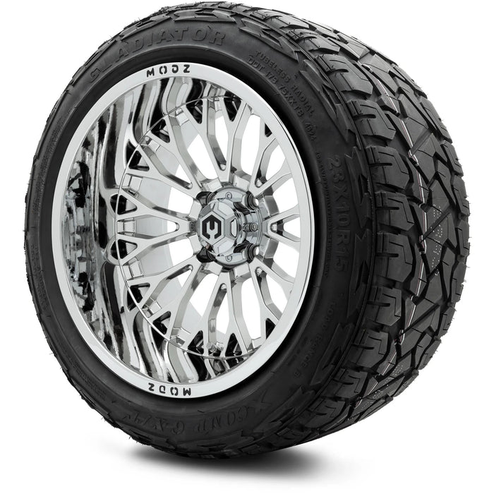 MODZ 15x10" Convict Chrome Wheels & Off-Road Tires Combo
