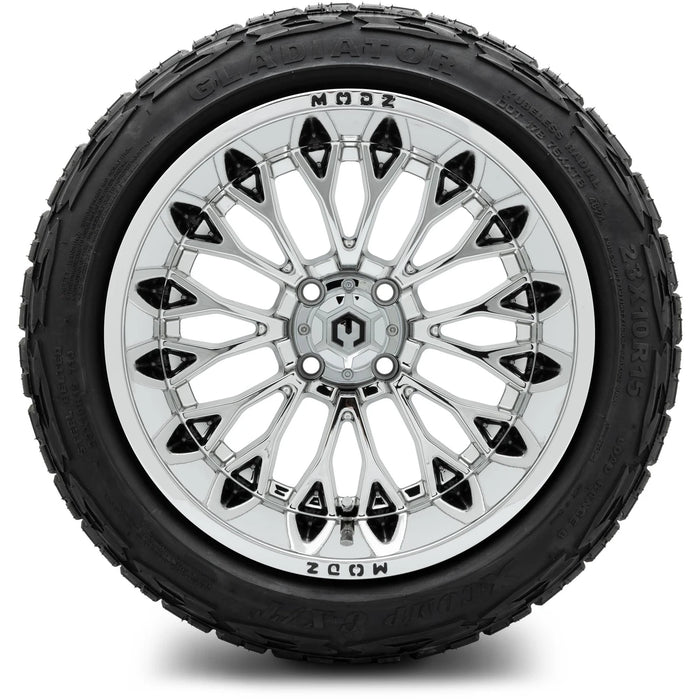 MODZ 15x10" Convict Chrome Wheels & Off-Road Tires Combo