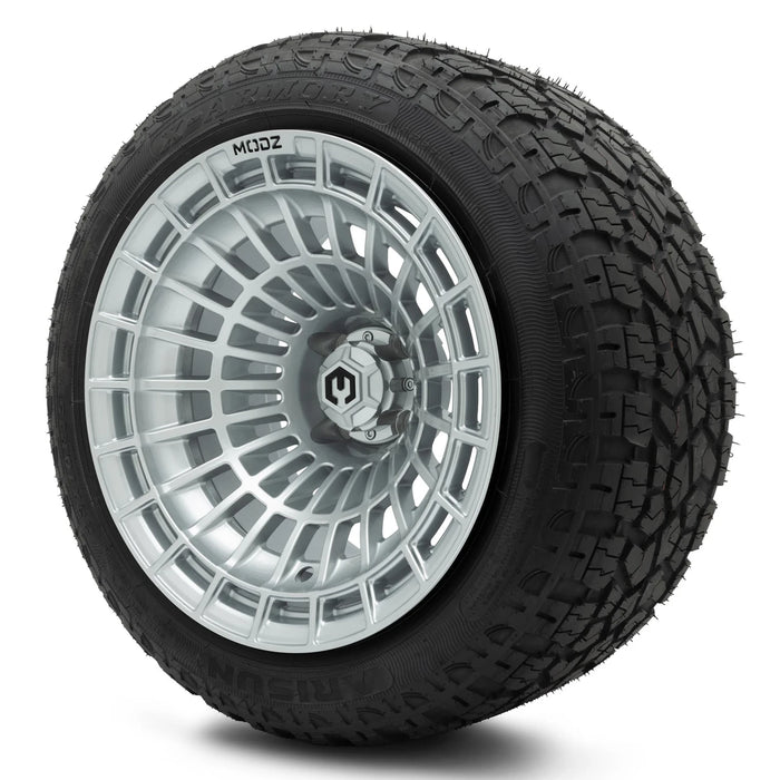 MODZ 15x10" Felon Silver Wheels & Off-Road Tires Combo