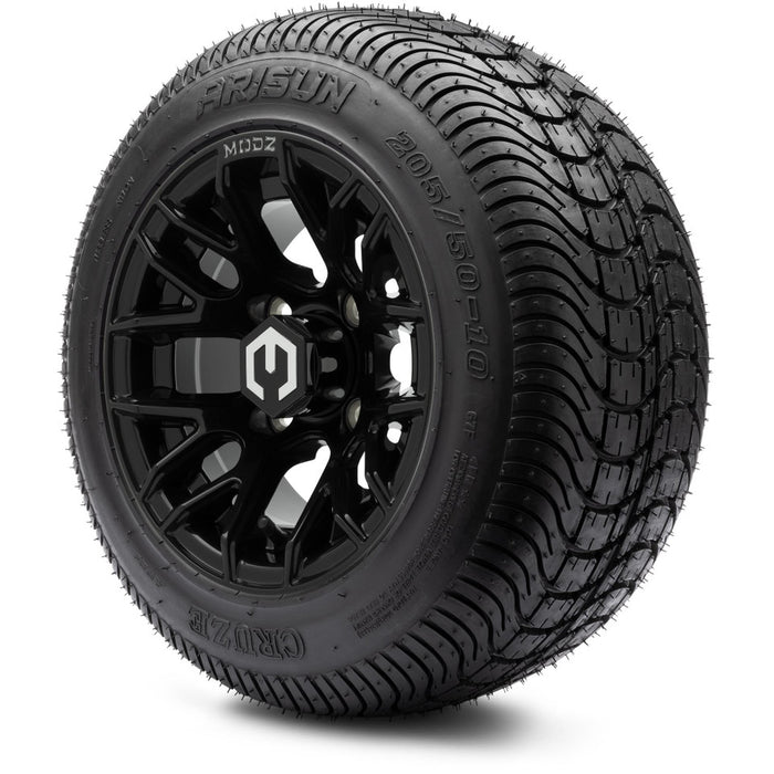MODZ® 10" Matrix Glossy Black Wheels & Street Tires Combo