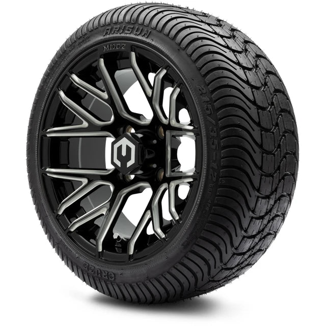MODZ 12" Matrix Glossy Black with Ball Mill Wheels & Street Tires Combo