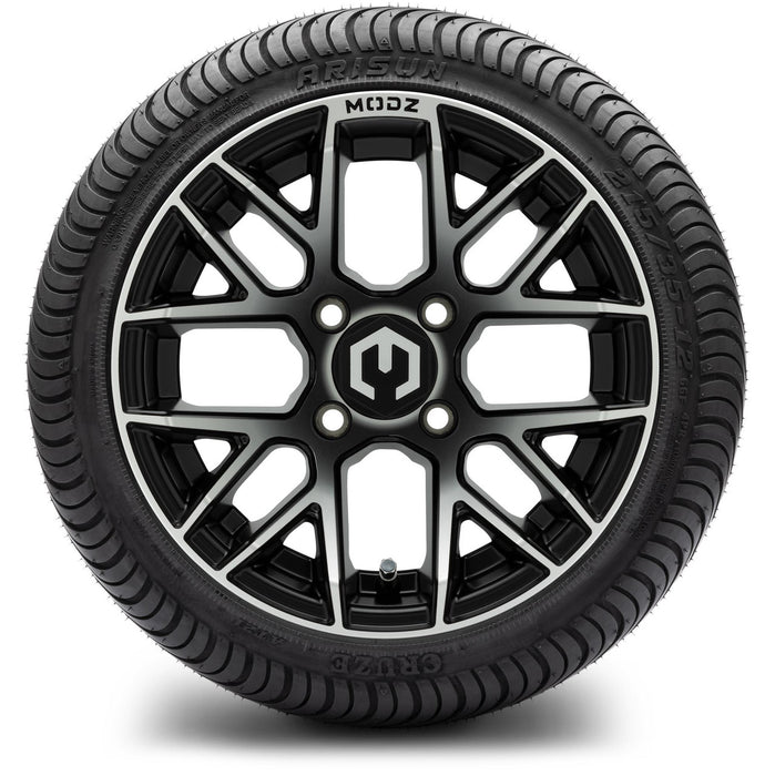 MODZ® 12" Matrix Machined Matte Black Wheels & Street Tires Combo