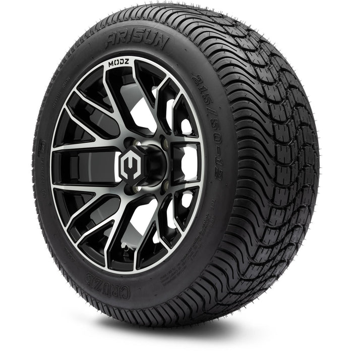 MODZ® 12" Matrix Machined Matte Black Wheels & Street Tires Combo