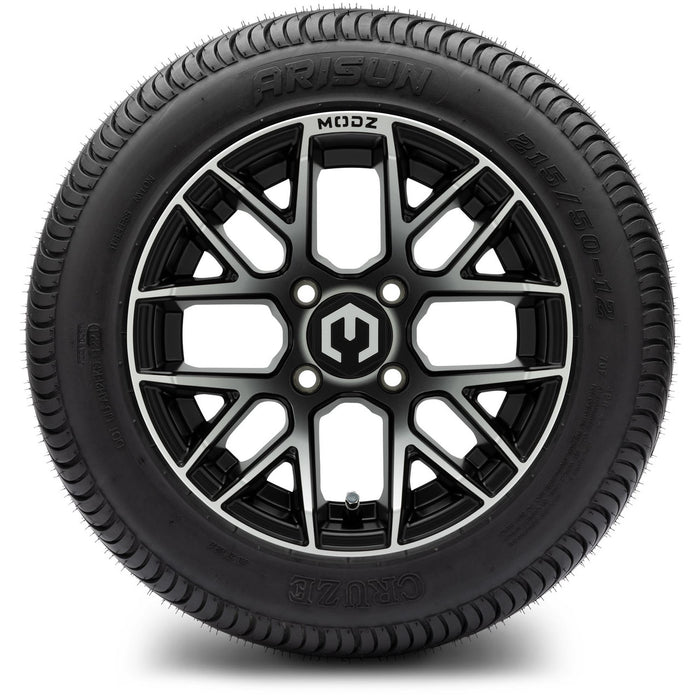MODZ® 12" Matrix Machined Matte Black Wheels & Street Tires Combo
