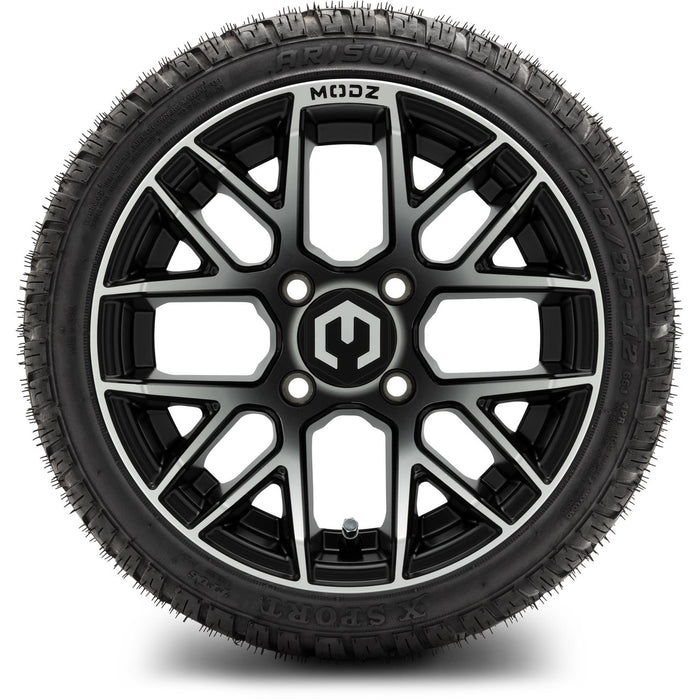 MODZ® 12" Matrix Machined Matte Black Wheels & Street Tires Combo